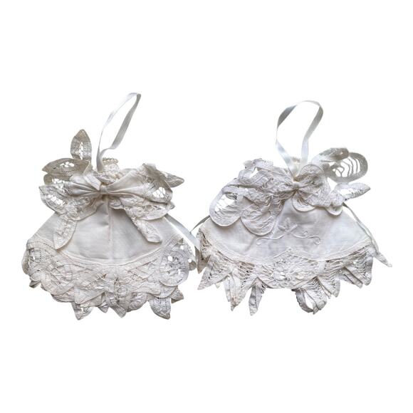 Vintage Linen Angel Battenberg Lace Ornament set of 2
(8”x6”) - Picture 2 of 3